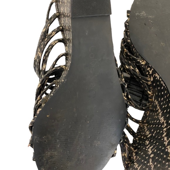 Calvin Klein Phillipa Wedge Sandals Black/White/Gray, Slip-On, Size 8 HSH - Picture 8 of 13